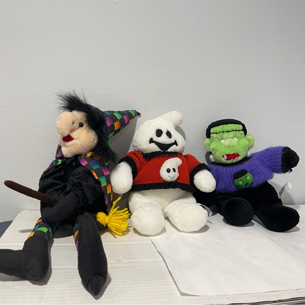 RARE Vintage A & A Plush Inc People Pals Halloween Stuffed Dolls Lot Of 3